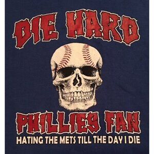 EUC Die Hard Phillies Fan Hoodie Jerzees Size XL Long Sleeve Pullover Blend